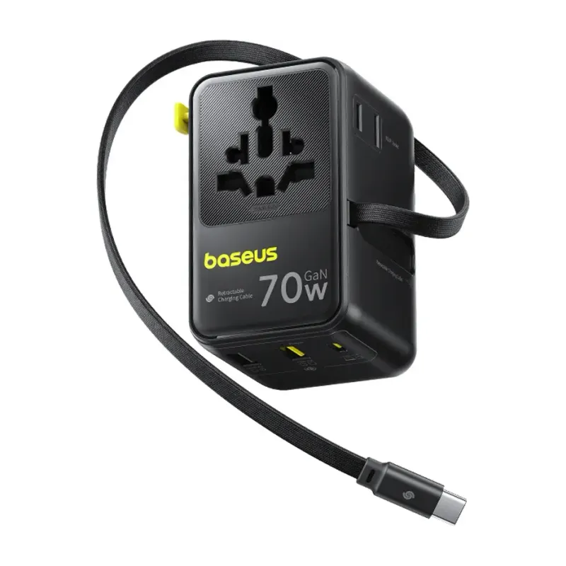 Baseus EnerCore CG11 Universal Travel Adapter with Retractable Cable 2AC+2U+2C 70W (Overseas)