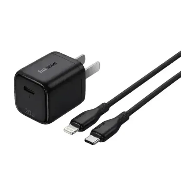 Baseus EnerFill FN22 GaN6 Fast Charger 1C 20W + USB-C to Lightning Cable (White)