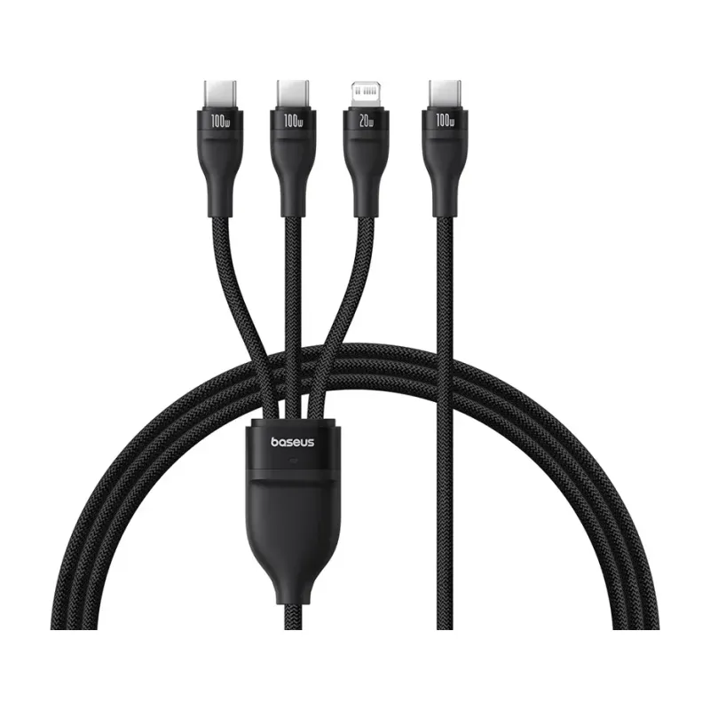 Baseus Flash Series 3 One-for-Three Fast Charging Cable USB-C to C+C+Lightning 100W 1.5m
