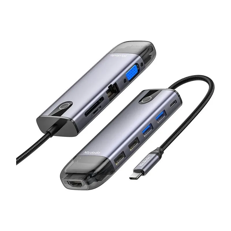 Mcdodo 10-in-1 USB-C Hub: HDMI 4K, VGA, Gigabit LAN, 4x USB 3.0, SD/TF, 100W PD (HU-7420)
