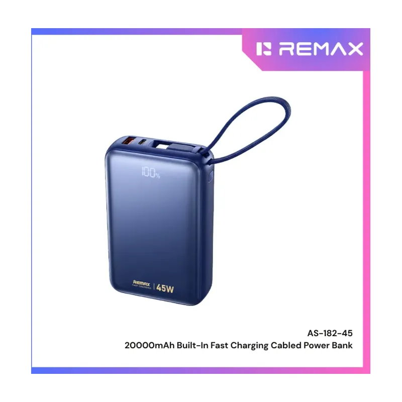 Remax AS-182-45 20000mAh 45W Cabled Power Bank (Blue)
