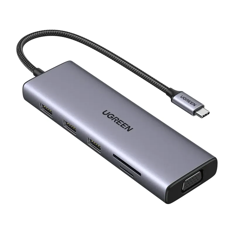 UGREEN 10-in-1 USB-C Hub, 4K HDMI + VGA Dual Monitor, Ethernet, 100W PD (15601)