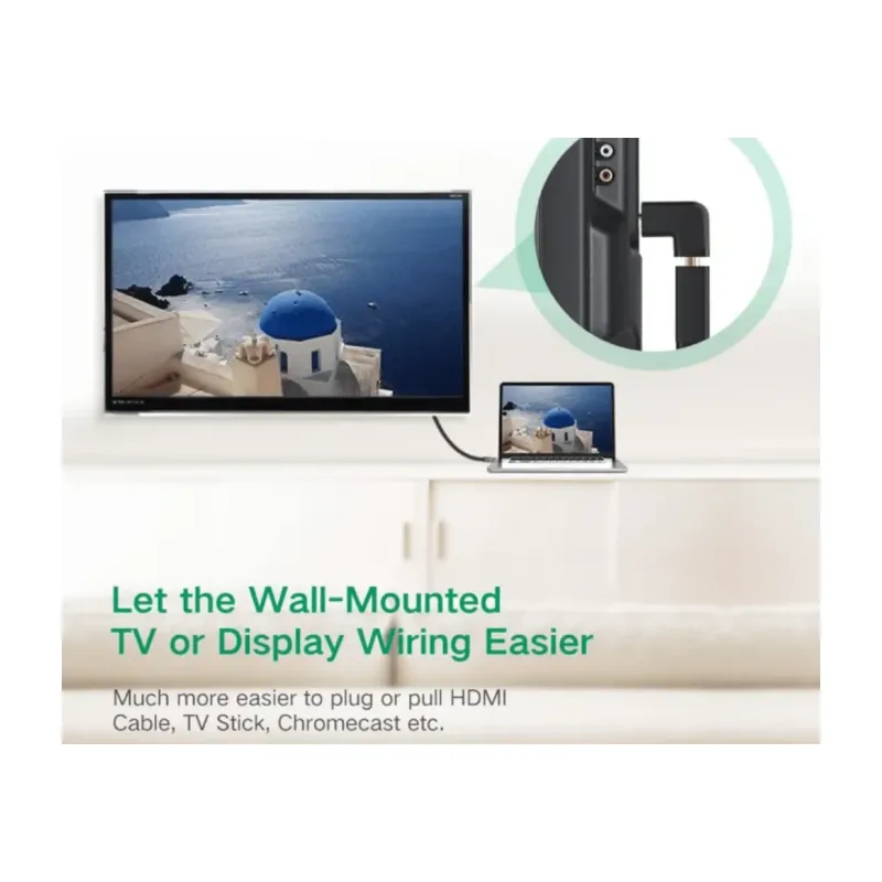 UGREEN HDMI Male to Female 90-Degree Adapter, Down Angle (20109)